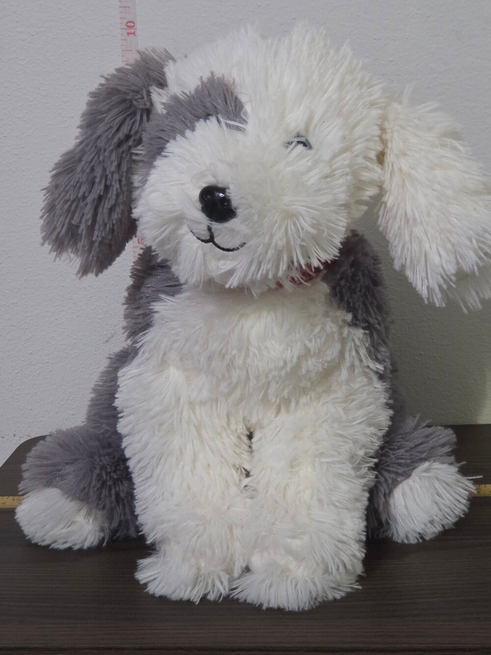 htf vintage FAO Schwarz gray and white dog plush